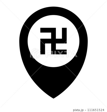 卍のマップピン。寺院の地図記号のマップピン。ベクター。 111651524