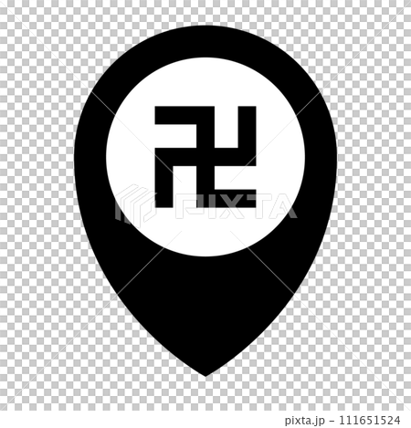 Swastika map pin. Map pin for temple map symbol. vector. 111651524
