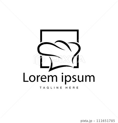 Simple Chef Hat Logo Design, Template Silhouette Vector Illustration 111651785