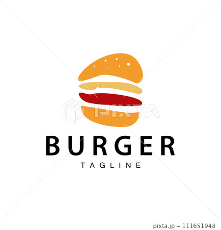 Burger Logo, Vector Bread, Meat And Vegetable Fast Food Illustration Design 111651948