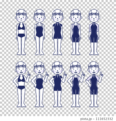 woman in various swimsuits 111652332