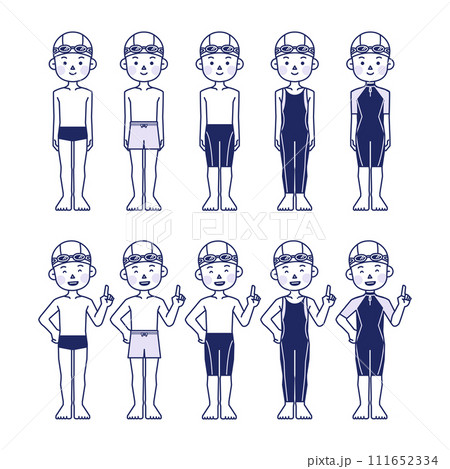 man in various swimsuits man in various swimsuits 111652334