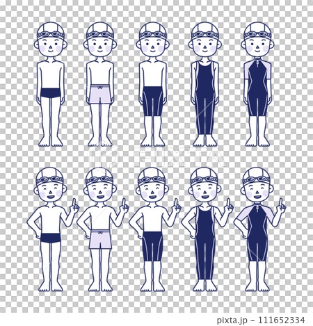 man in various swimsuits man in various swimsuits 111652334