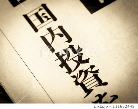 「国内投資」と書かれたニュースの見出し 「国内投資」と書かれたニュースの見出し 111652448
