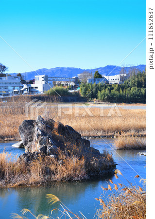 川風景 荒川本流 河原の冬景色 花園水辺公園付近 川風景 荒川本流 河原の冬景色 花園水辺公園付近 111652637