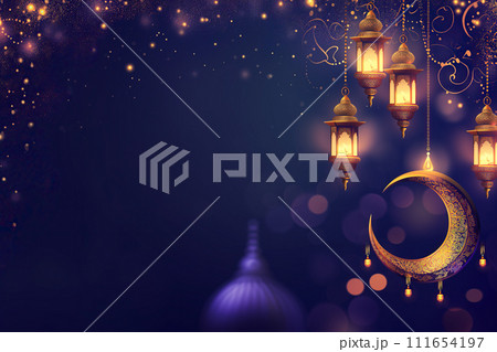 Golden Ramadan Lanterns illustration 111654197