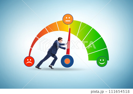 Satisfaction meter in customer opinion concept 111654518