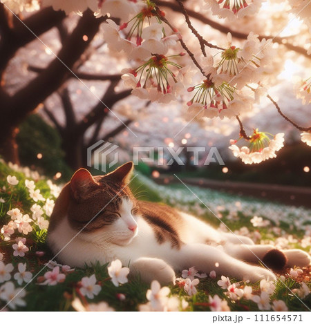 猫と桜 111654571