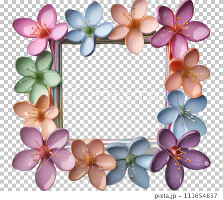 桜の花モチーフのカラフルな枠フレーム|著作権問題クリアadobeAI生成画像を加工編集 桜の花モチーフのカラフルな枠フレーム|著作権問題クリアadobeAI生成画像を加工編集 111654857