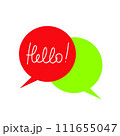 Lettering hello in speech bubbles. 111655047