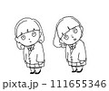 女子がきれる　白黒 111655346