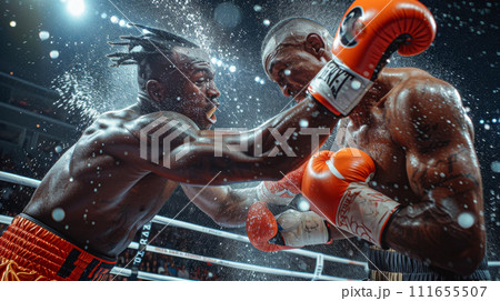 ボクシングの大会に出場する男性 ボクシングの大会に出場する男性 111655507