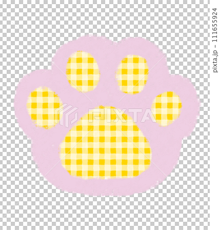 Yellow plaid paw icon crayon touch 111655924