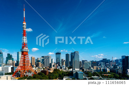 Aerial view of Minato, Tokyo, Japan 111656065