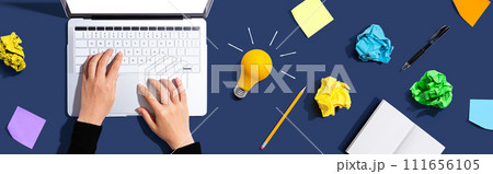 Laptop Computer with a light bulb Laptop Computer with a light bulb 111656105