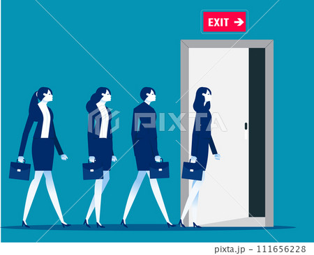 Team walk to the exit. Successfully or Escape vector concept 111656228