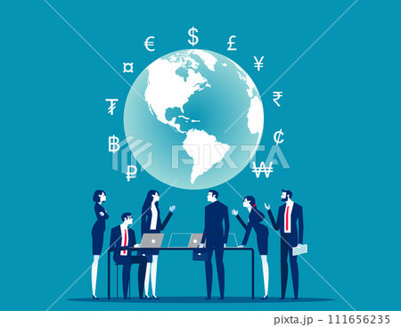 World money symbol and Global economy. Currency vector concept World money symbol and Global economy. Currency vector concept 111656235