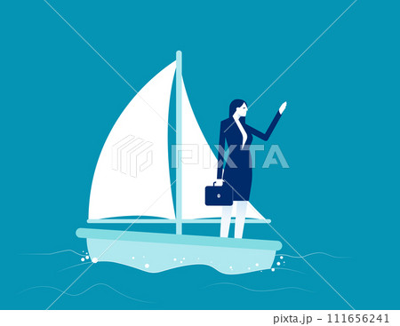 Courage and leader ship to success. Investors standing in paper boat on fluctuate market concept Courage and leader ship to success. Investors standing in paper boat on fluctuate market concept 111656241