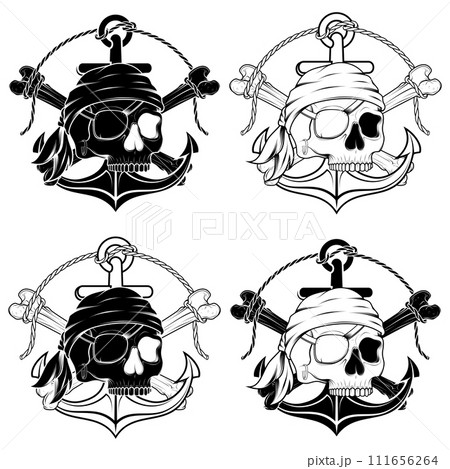 Vector design of pirate skull anchor Vector design of pirate skull anchor 111656264