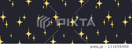 Baby cute seamless pattern with space elements on dark background. Hand drawn flat cartoon style. Vector illustration 111656400