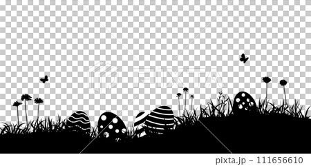 復活節彩蛋和草地剪影背景資料 111656610
