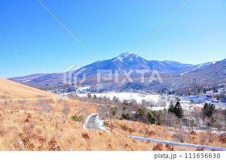 冬の白樺湖と蓼科山 111656638