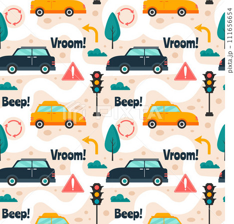 Car Toys Seamless Pattern Design with Boys and Girls Children Toy Equipment in Cartoon Illustration Car Toys Seamless Pattern Design with Boys and Girls Children Toy Equipment in Cartoon Illustration 111656654