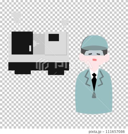 A male worker turns pale due to a broken machine 111657086