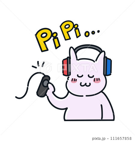 聴力検査をする猫 111657858
