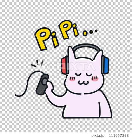 聴力検査をする猫 111657858