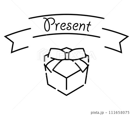 ギフトボックス・プレゼントの線画イラスト 111658075