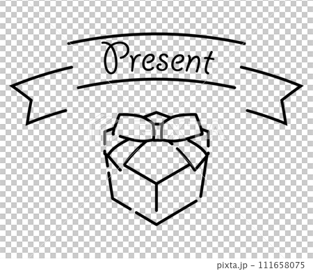 禮物盒/禮物的線條畫插圖 禮物盒/禮物的線條畫插圖 111658075
