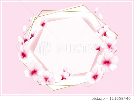 桜のお洒落なフレーム・カード_パステルピンク 111658440
