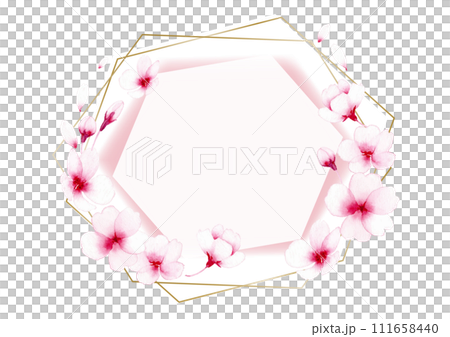 桜のお洒落なフレーム・カード_パステルピンク 111658440