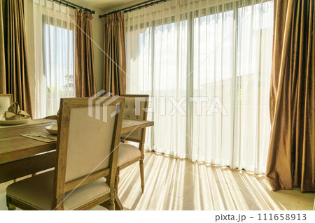 beautiful curtain with sunlight 111658913