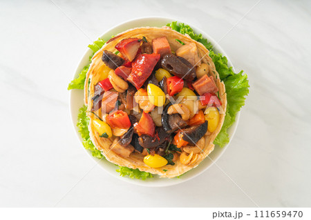 Stir fried mixed Chinese fruits .and nuts Stir fried mixed Chinese fruits .and nuts 111659470