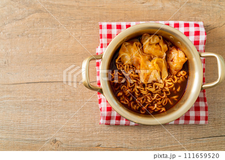 Korean instant noodles with dumplings Korean instant noodles with dumplings 111659520