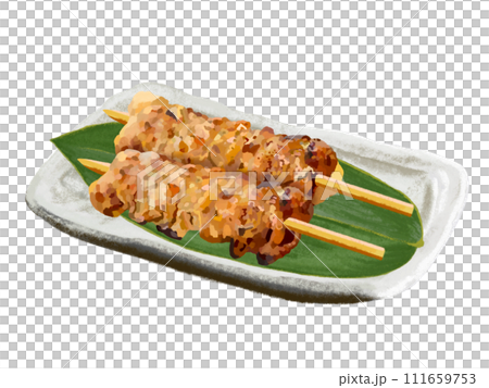 焼き鳥（鶏皮）皿付き 111659753