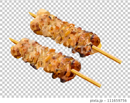 2 pieces of yakitori (chicken skin) 2 pieces of yakitori (chicken skin) 111659756
