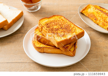 french toast on white plate french toast on white plate 111659943