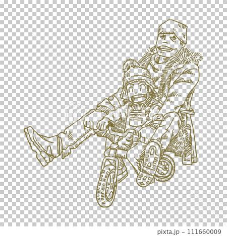 父子騎自行車的線條畫插圖 父子騎自行車的線條畫插圖 111660009