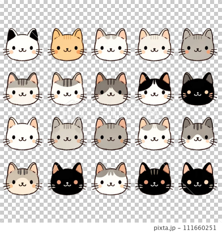 各種貓臉插畫 各種貓臉插畫 111660251