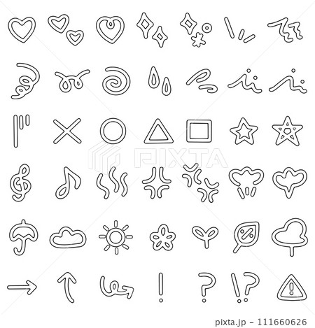 手書きのエフェクトアイコンのセット、感情表現、漫画表現	 111660626