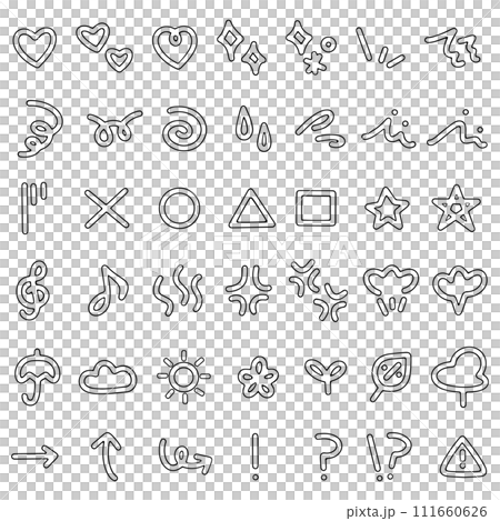 手書きのエフェクトアイコンのセット、感情表現、漫画表現	 111660626