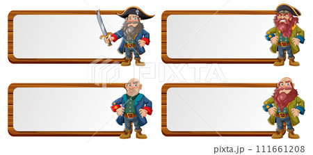Pirate Characters with Blank Banners 111661208