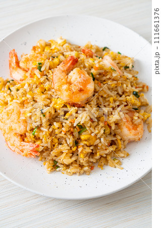 fried shrimps fried rice on plate fried shrimps fried rice on plate 111661376