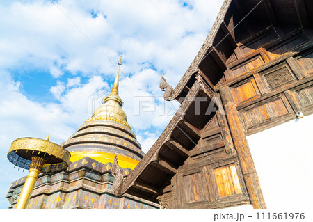 beautiful architecture at Pra That Lampang Luang in Thailand 111661976