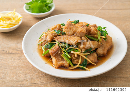 Stir Fried Fish with Chinese Celery Stir Fried Fish with Chinese Celery 111662393
