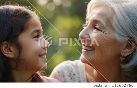 AI-generated content. Intergenerational Bonding in Lush Greenery AI Generated 111662766