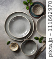 Empty plates on table flat lay. ai generated 111662970